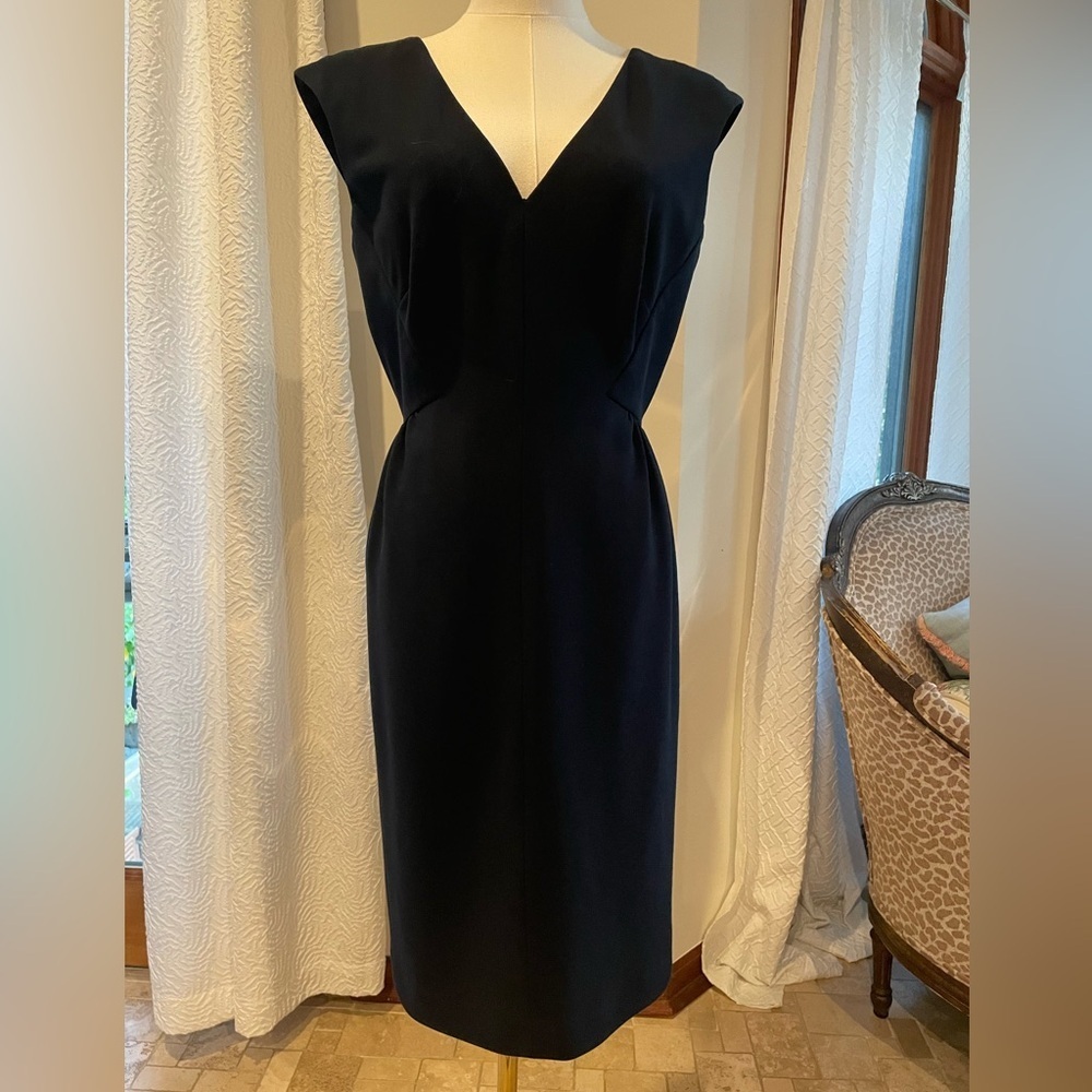 BLACK HALO Navy Sheath Sleeveless Dress Evening Work Versatile Stunning 6 EUC